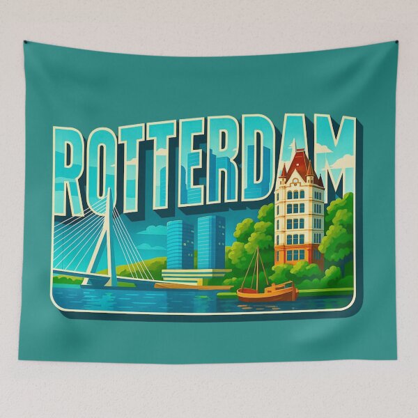 Item preview, Rotterdam -- Cube Houses & Erasmus Bridge designed and sold by Myra365Art.