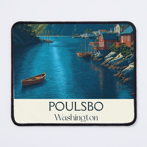 Item preview, Poulsbo Washington Vintage Travel Poster | Little Norway Art designed and sold by TuncGK.