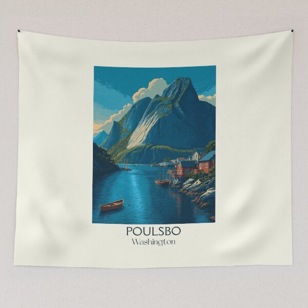 Item preview, Poulsbo Washington Vintage Travel Poster | Little Norway Art designed and sold by TuncGK.