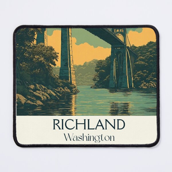 Item preview, Richland Washington Vintage Travel Poster | Tri-Cities Bridge Art designed and sold by TuncGK.
