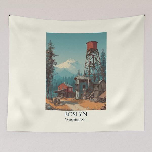 Item preview, Roslyn Washington Vintage Travel Poster | Historic Mining Town Art designed and sold by TuncGK.