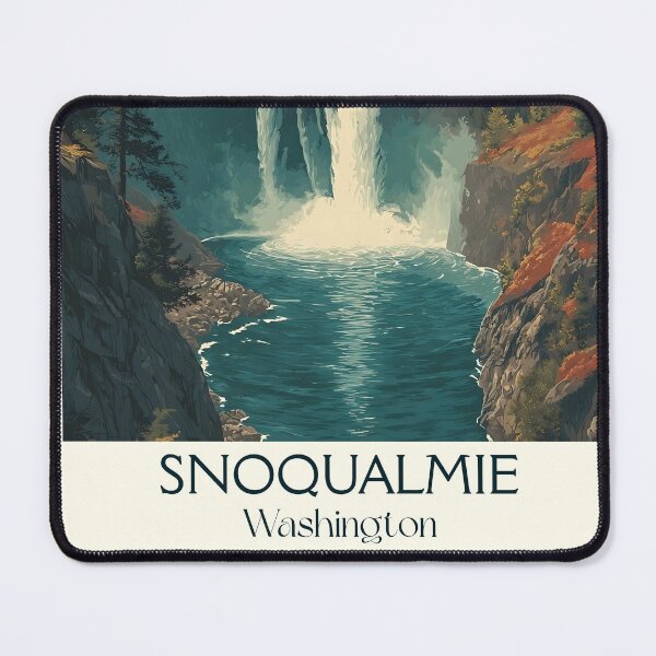 Item preview, Snoqualmie Falls Washington Vintage Travel Poster | PNW Waterfall Art designed and sold by TuncGK.