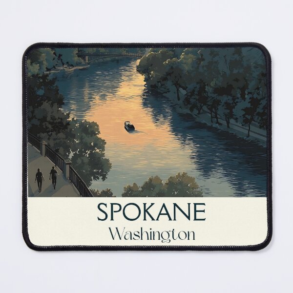 Item preview, Spokane Washington Vintage Travel Poster | Riverfront Park Art designed and sold by TuncGK.