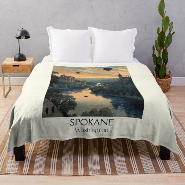 Item preview, Spokane Washington Vintage Travel Poster | Riverfront Park Art designed and sold by TuncGK.