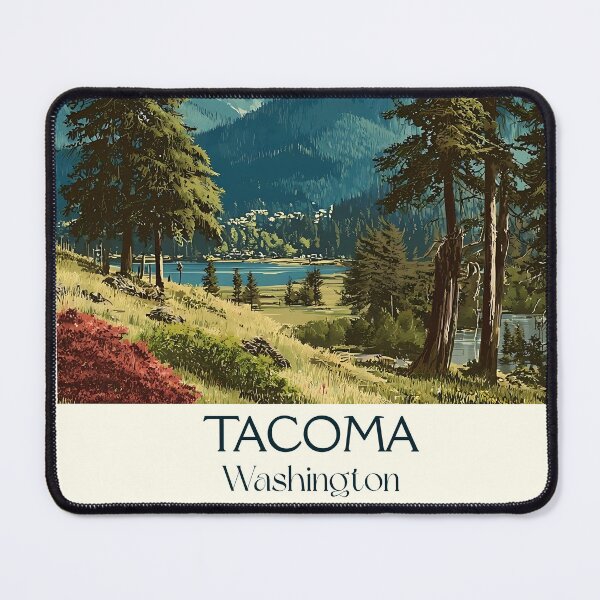 Item preview, Tacoma Washington Vintage Travel Poster | Mount Rainier View Art designed and sold by TuncGK.