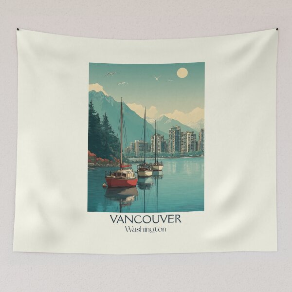 Item preview, Vancouver Washington Vintage Travel Poster | Columbia River Art designed and sold by TuncGK.