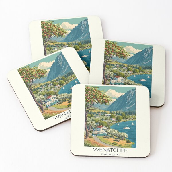 Item preview, Wenatchee Washington Vintage Travel Poster | Apple Capital Art designed and sold by TuncGK.