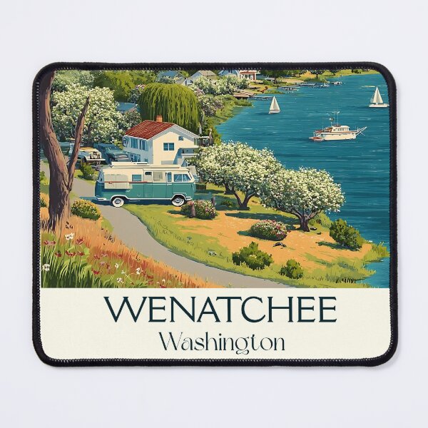 Item preview, Wenatchee Washington Vintage Travel Poster | Apple Capital Art designed and sold by TuncGK.