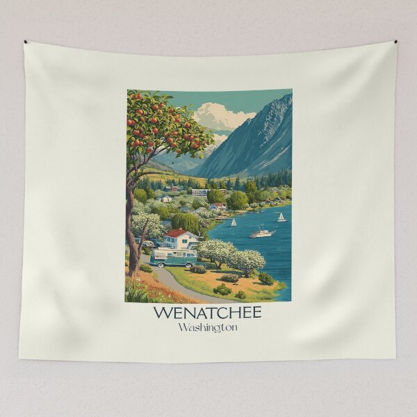 Item preview, Wenatchee Washington Vintage Travel Poster | Apple Capital Art designed and sold by TuncGK.