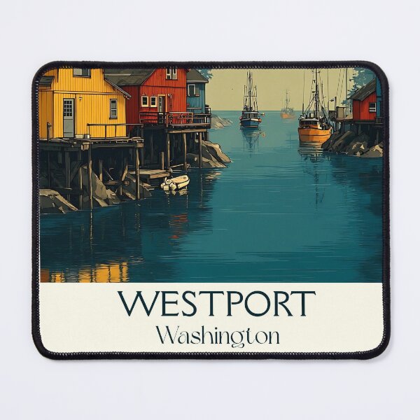 Item preview, Westport Washington Vintage Travel Poster | Coastal Harbor Art designed and sold by TuncGK.