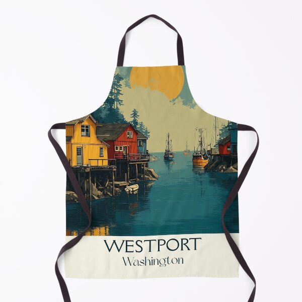 Item preview, Westport Washington Vintage Travel Poster | Coastal Harbor Art designed and sold by TuncGK.