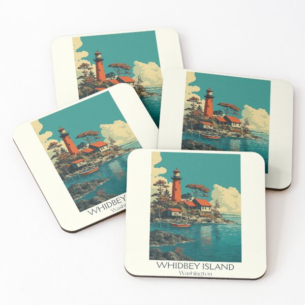Item preview, Whidbey Island Washington Vintage Travel Poster | Lighthouse Art designed and sold by TuncGK.