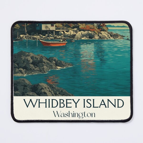 Item preview, Whidbey Island Washington Vintage Travel Poster | Lighthouse Art designed and sold by TuncGK.