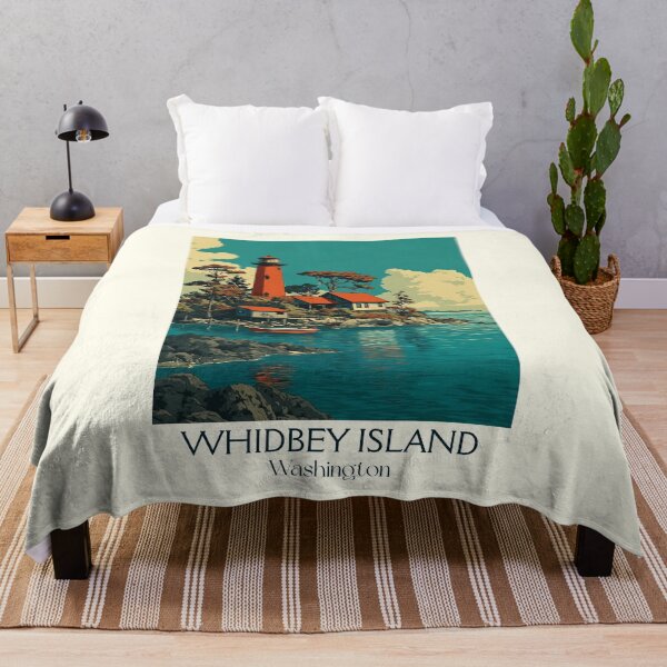 Item preview, Whidbey Island Washington Vintage Travel Poster | Lighthouse Art designed and sold by TuncGK.