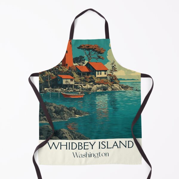 Item preview, Whidbey Island Washington Vintage Travel Poster | Lighthouse Art designed and sold by TuncGK.