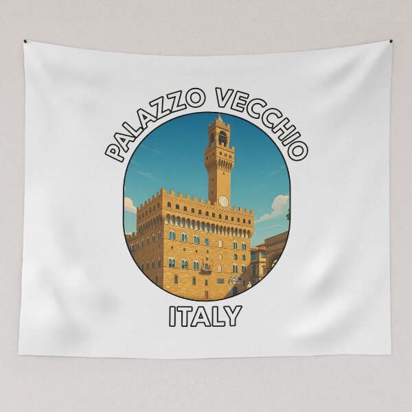 Item preview, Palazzo Vecchio Florence Italy – Landmark Adventure Illustration designed and sold by inkNext.