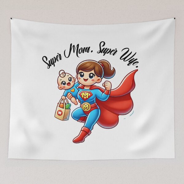 Item preview, Super Mom, Super Wife – Hero Cartoon Mom Art designed and sold by Beamiverse.
