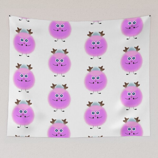 Item preview, Cute Fluffy Purple Monster Character with Antlers designed and sold by chorstudio.