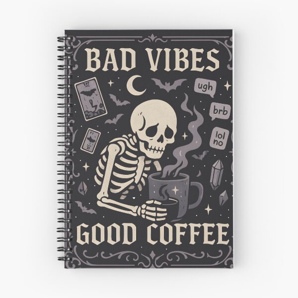 Item preview, Bad Vibes Good Coffee Skeleton designed and sold by Ironicdoll.