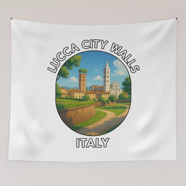 Item preview, Lucca City Walls Tuscany Italy – Historic Landmark Illustration designed and sold by inkNext.