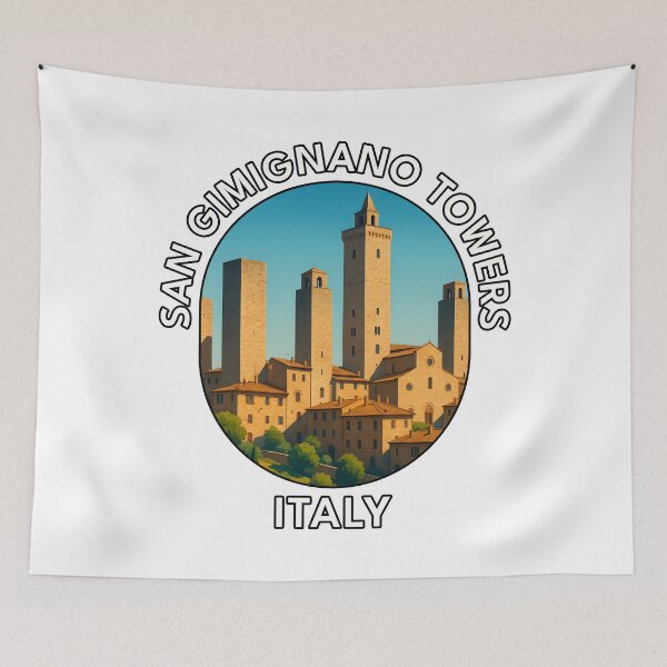 Item preview, San Gimignano Towers Tuscany Italy – Medieval Town Illustration designed and sold by inkNext.