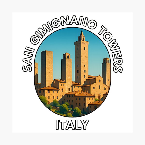 Item preview, San Gimignano Towers Tuscany Italy – Medieval Town Illustration designed and sold by inkNext.