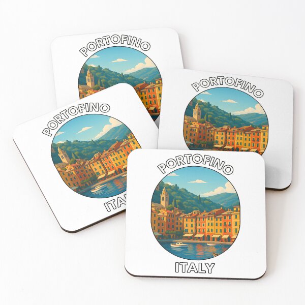 Item preview, Portofino Italy – Colorful Harbor Village Illustration designed and sold by inkNext.