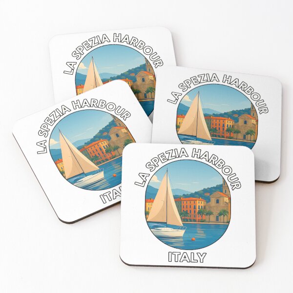Item preview, La Spezia Harbour Italy – Italian Riviera Coastal Town Illustration designed and sold by inkNext.