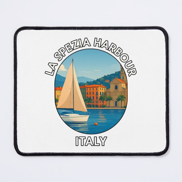 Item preview, La Spezia Harbour Italy – Italian Riviera Coastal Town Illustration designed and sold by inkNext.
