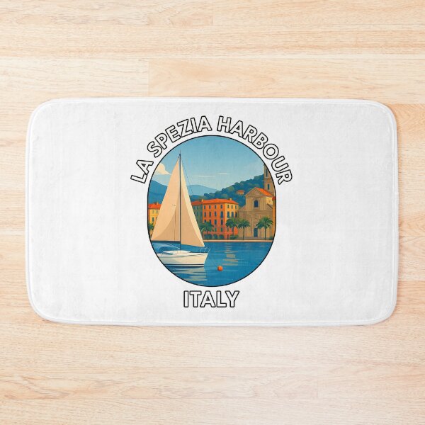 Item preview, La Spezia Harbour Italy – Italian Riviera Coastal Town Illustration designed and sold by inkNext.