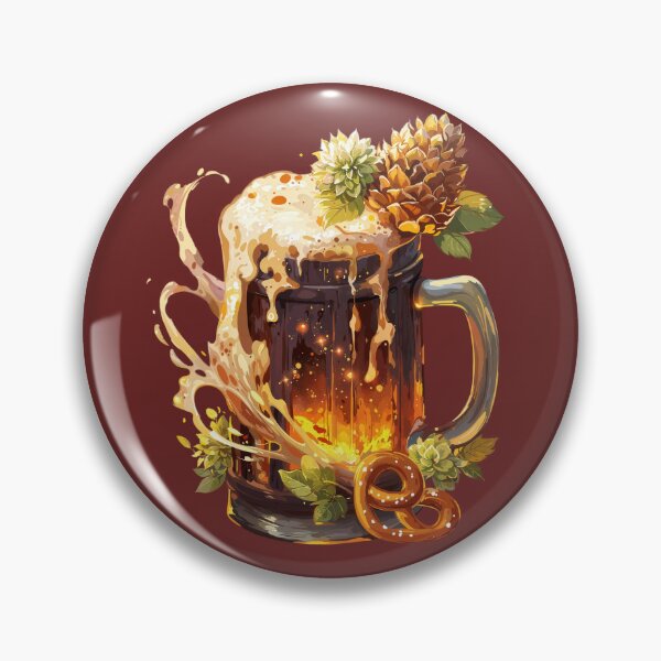 Item preview, Oktoberfest Beer Mug with Pretzel and Hops designed and sold by Anastasiia Yurevych.