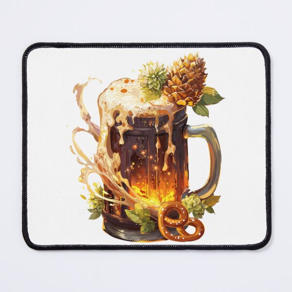 Item preview, Oktoberfest Beer Mug with Pretzel and Hops designed and sold by Anastasiia Yurevych.