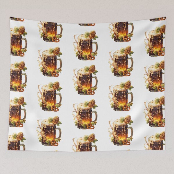 Item preview, Oktoberfest Beer Mug with Pretzel and Hops designed and sold by Anastasiia Yurevych.