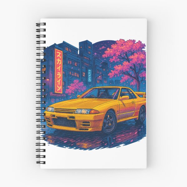 Artikelvorschau, Nissan Skyline R32 – Gelbe JDM-Straßenkunst entworfen und verkauft von Ahau Designs.