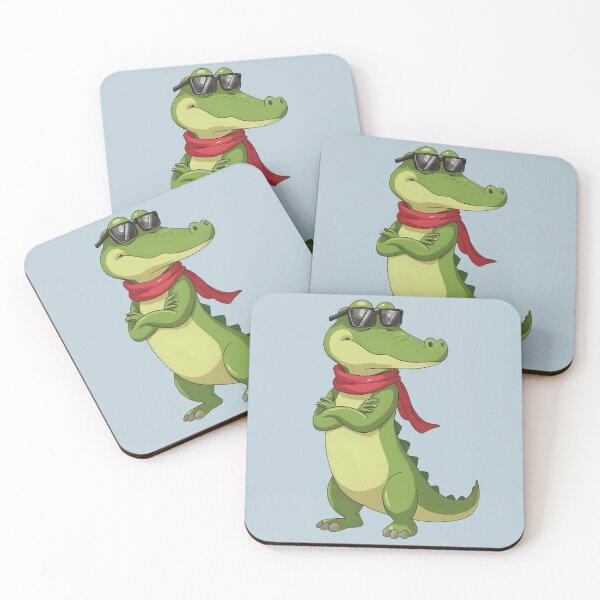 Item preview, Cool Crocodile Cartoon with Red Scarf and Sunglasses | Funny Cute Alligator Illustration designed and sold by E-SarnEdge.