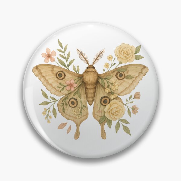 Item preview, Vintage Floral Moth – Golden Wings with Roses and Blossoms designed and sold by Zee's Whimsical Wonders.