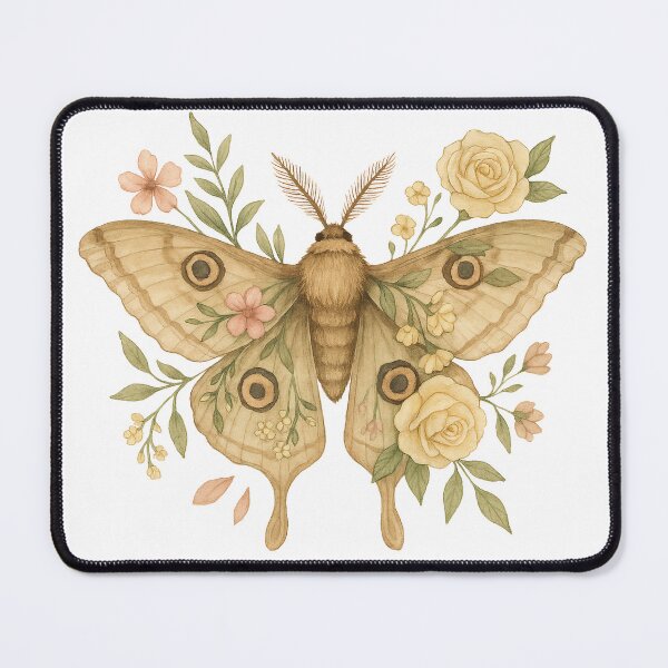 Item preview, Vintage Floral Moth – Golden Wings with Roses and Blossoms designed and sold by Zee's Whimsical Wonders.