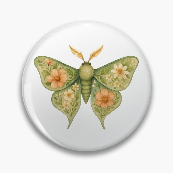 Item preview, Green Floral Moth – Nature-Inspired Wings with Garden Blossoms designed and sold by Zee's Whimsical Wonders.