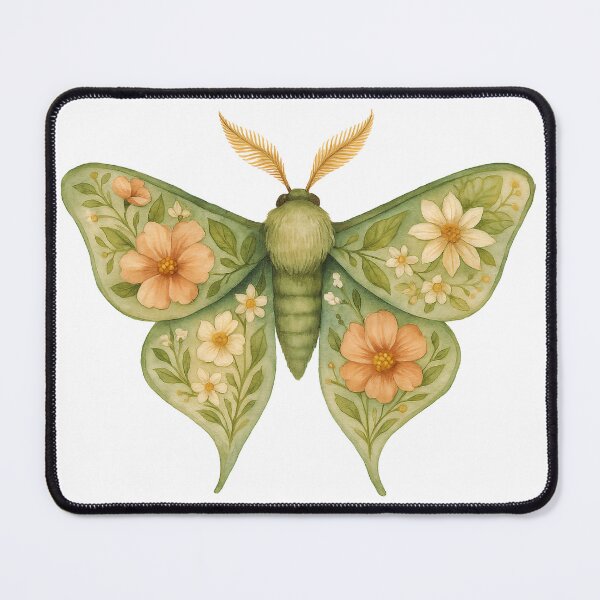 Item preview, Green Floral Moth – Nature-Inspired Wings with Garden Blossoms designed and sold by Zee's Whimsical Wonders.