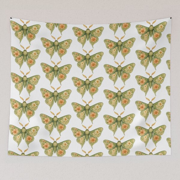 Item preview, Green Floral Moth – Nature-Inspired Wings with Garden Blossoms designed and sold by Zee's Whimsical Wonders.