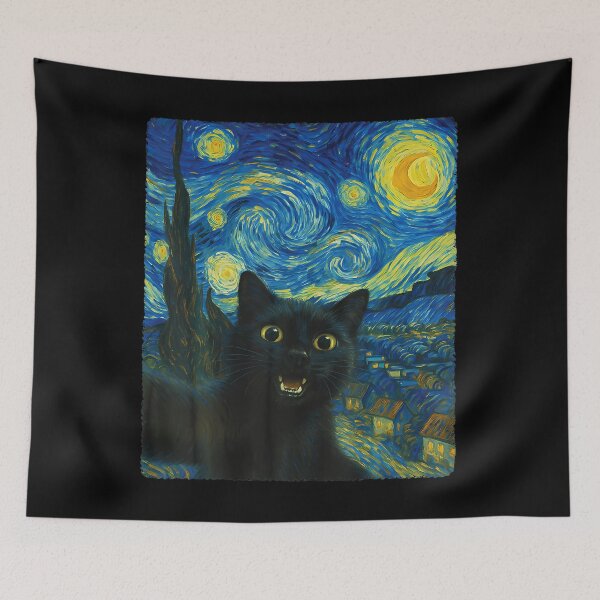 Item preview, Black Cat Starry Night Van Gogh Cat Selfie Cat Mom Cat Lover designed and sold by SteveAllentc.