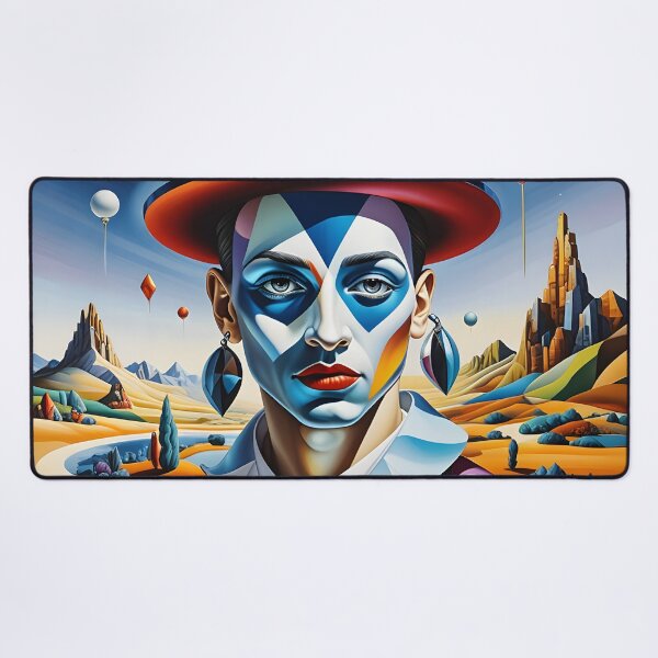 Item preview, The Geometric Wanderer – Psychedelic Neo-Cubism Portrait in Surreal Landscape designed and sold by artmanikin.