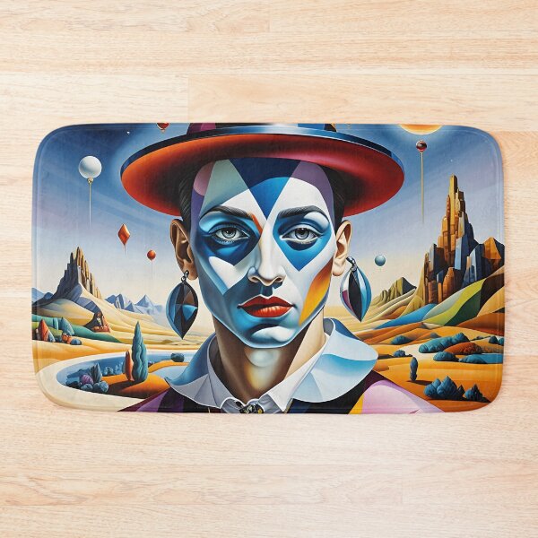 Item preview, The Geometric Wanderer – Psychedelic Neo-Cubism Portrait in Surreal Landscape designed and sold by artmanikin.