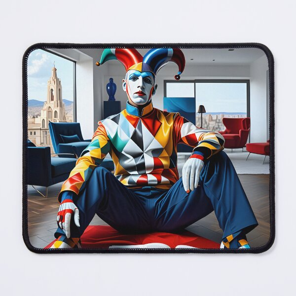Item preview, The Harlequin Thinker – Neo-Cubism Portrait in Modern Interior designed and sold by artmanikin.