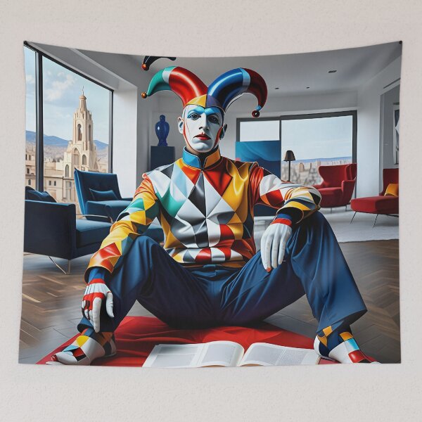 Item preview, The Harlequin Thinker – Neo-Cubism Portrait in Modern Interior designed and sold by artmanikin.