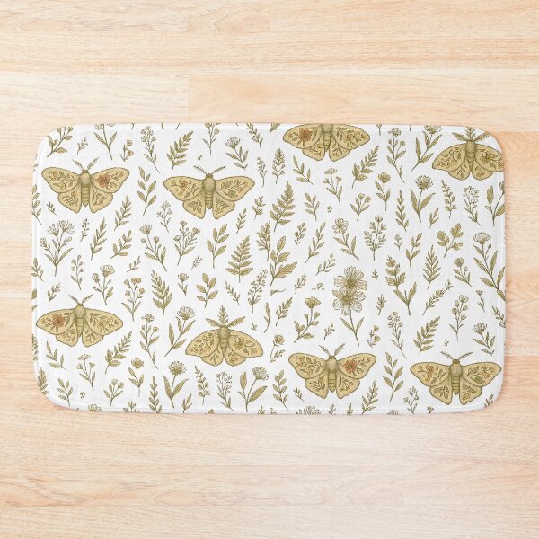 Item preview, Botanical Moth Pattern – Vintage Floral Insect Design on Black designed and sold by Zee's Whimsical Wonders.