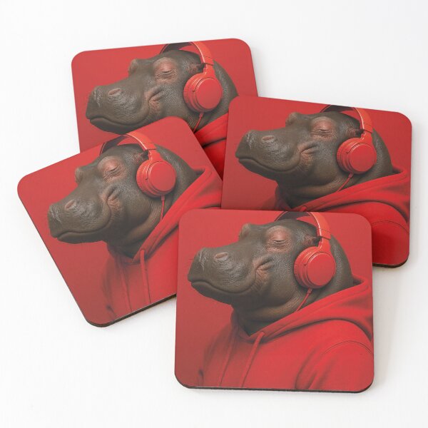 Item preview, funny hippo listening to music with headphones designed and sold by Mauswohn.