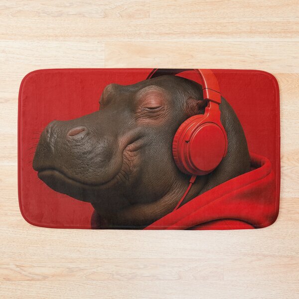 Item preview, funny hippo listening to music with headphones designed and sold by Mauswohn.