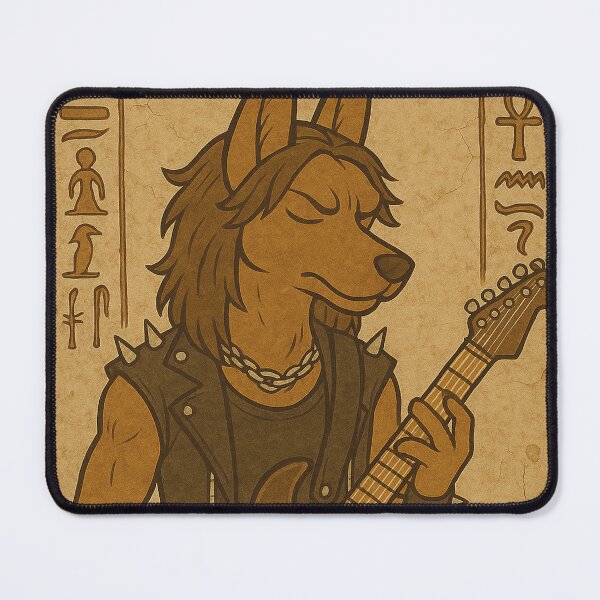 Item preview, Egyptian hieroglyphs, dog playing guitar designed and sold by Mauswohn.