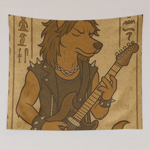 Item preview, Egyptian hieroglyphs, dog playing guitar designed and sold by Mauswohn.